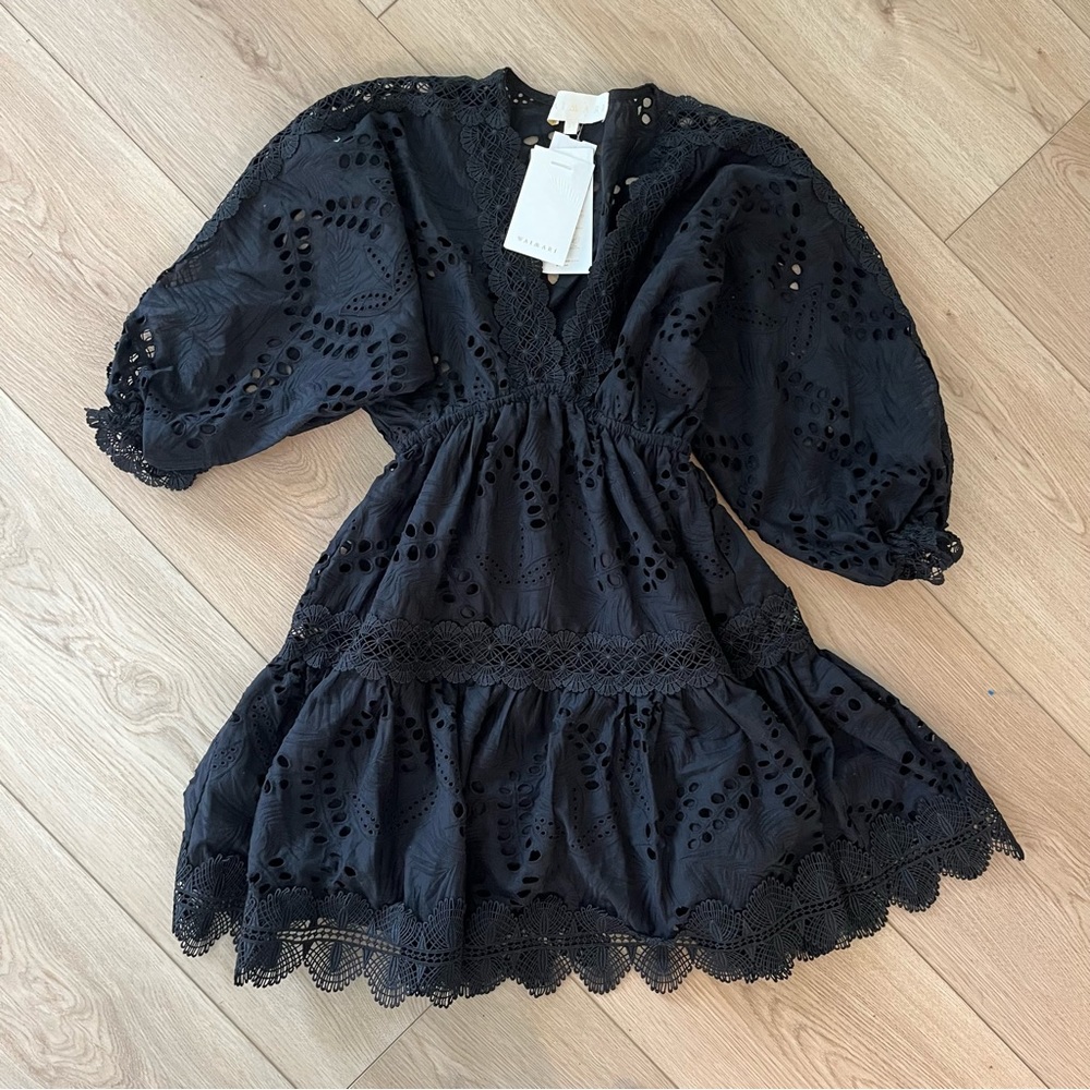 Waimari Amante Black Eyelet Mini Dress - Picture 6 of 13